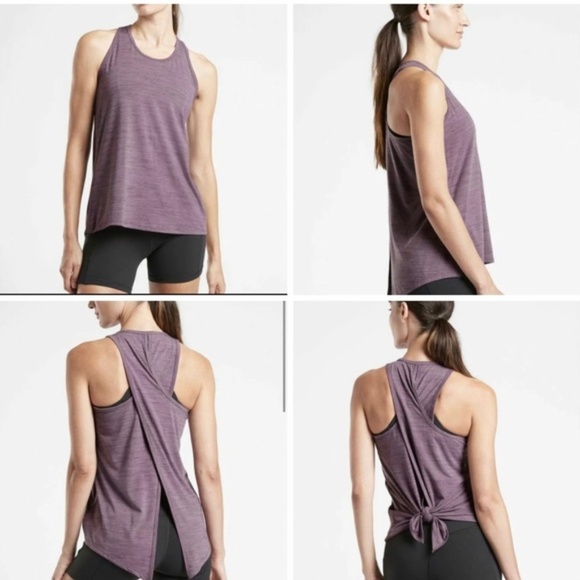 Athleta Tops - Athleta Essence Tie Back Space Dye Violet Tank Top Size Medium